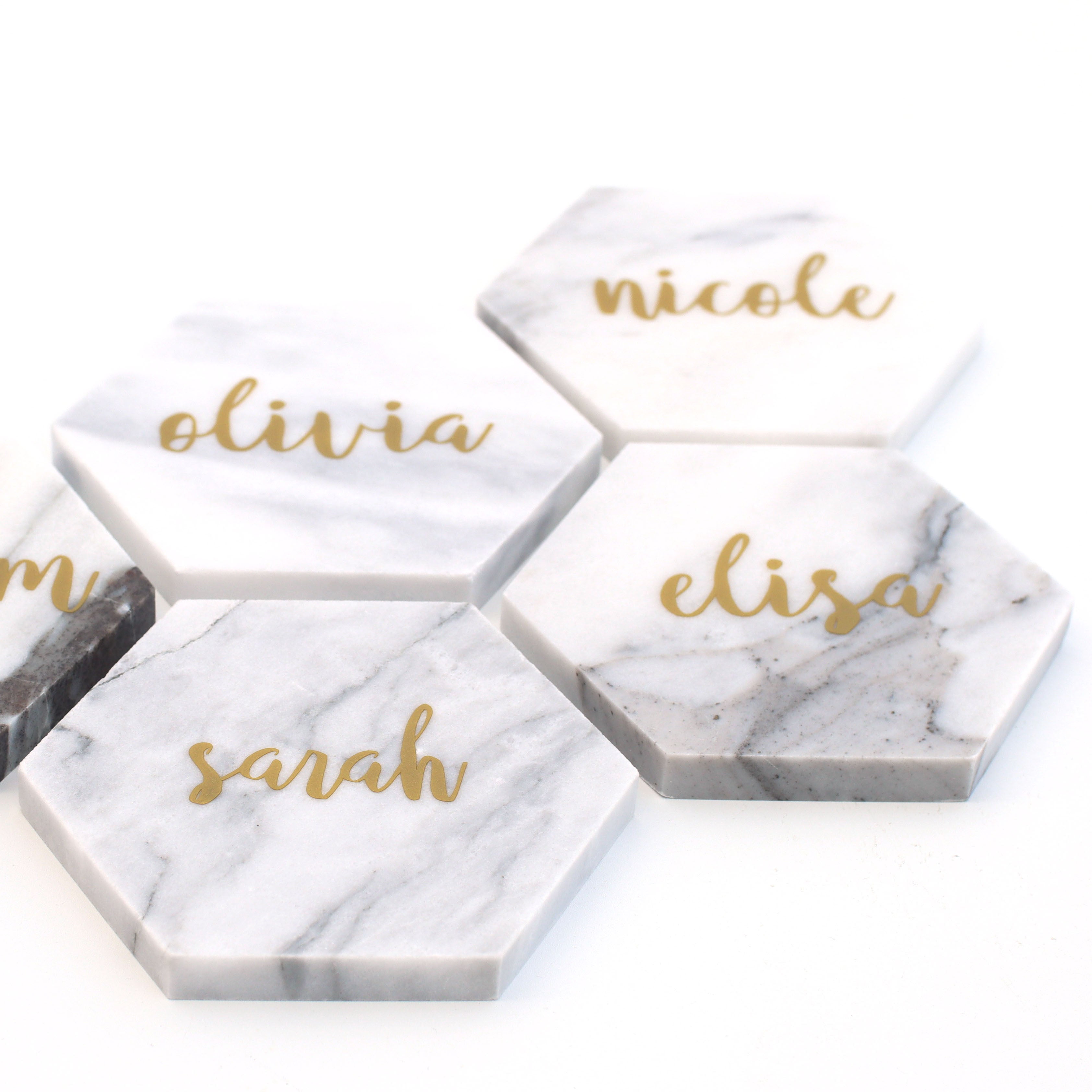 Personalised Hexagon Marble coasters