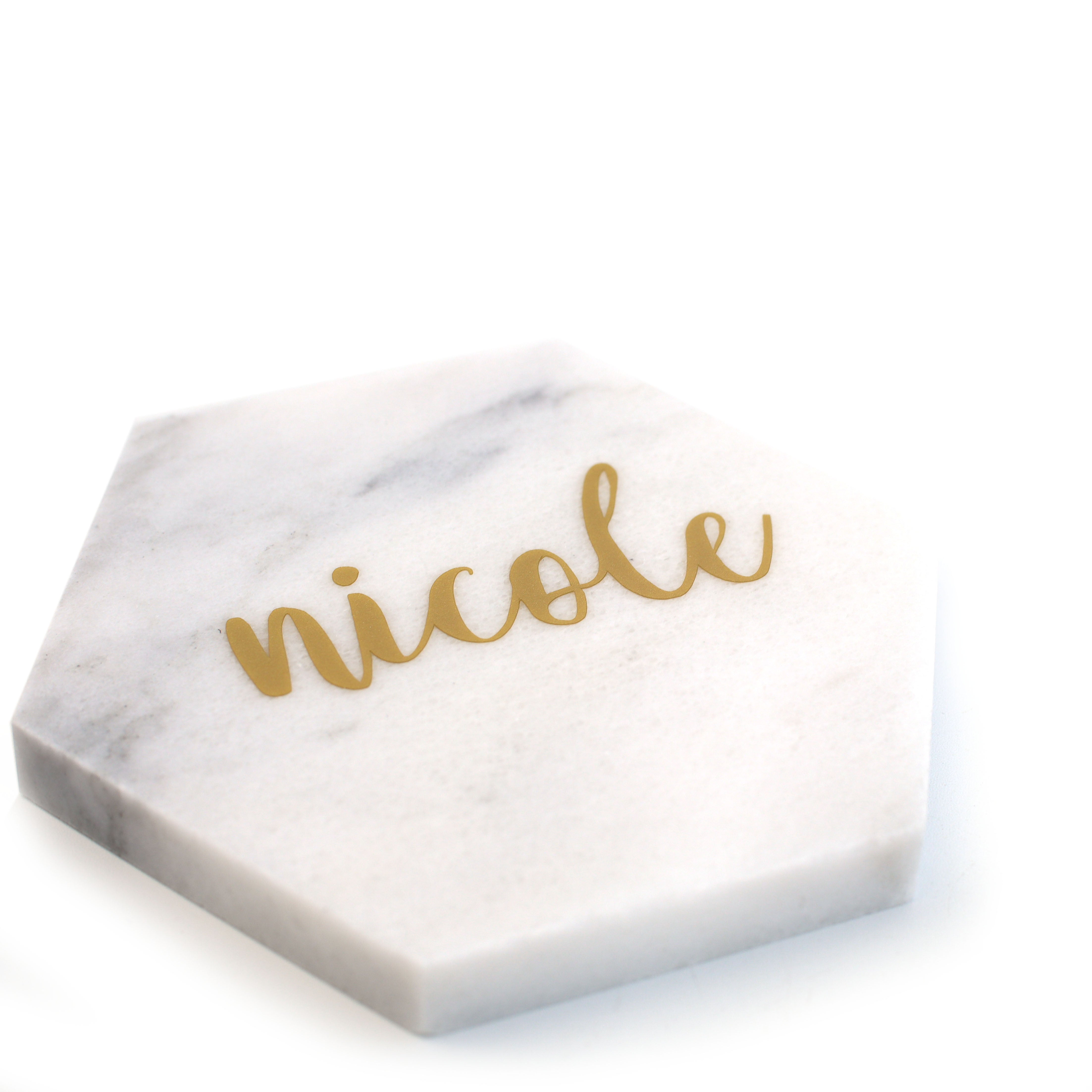 Personalised Hexagon Marble coasters