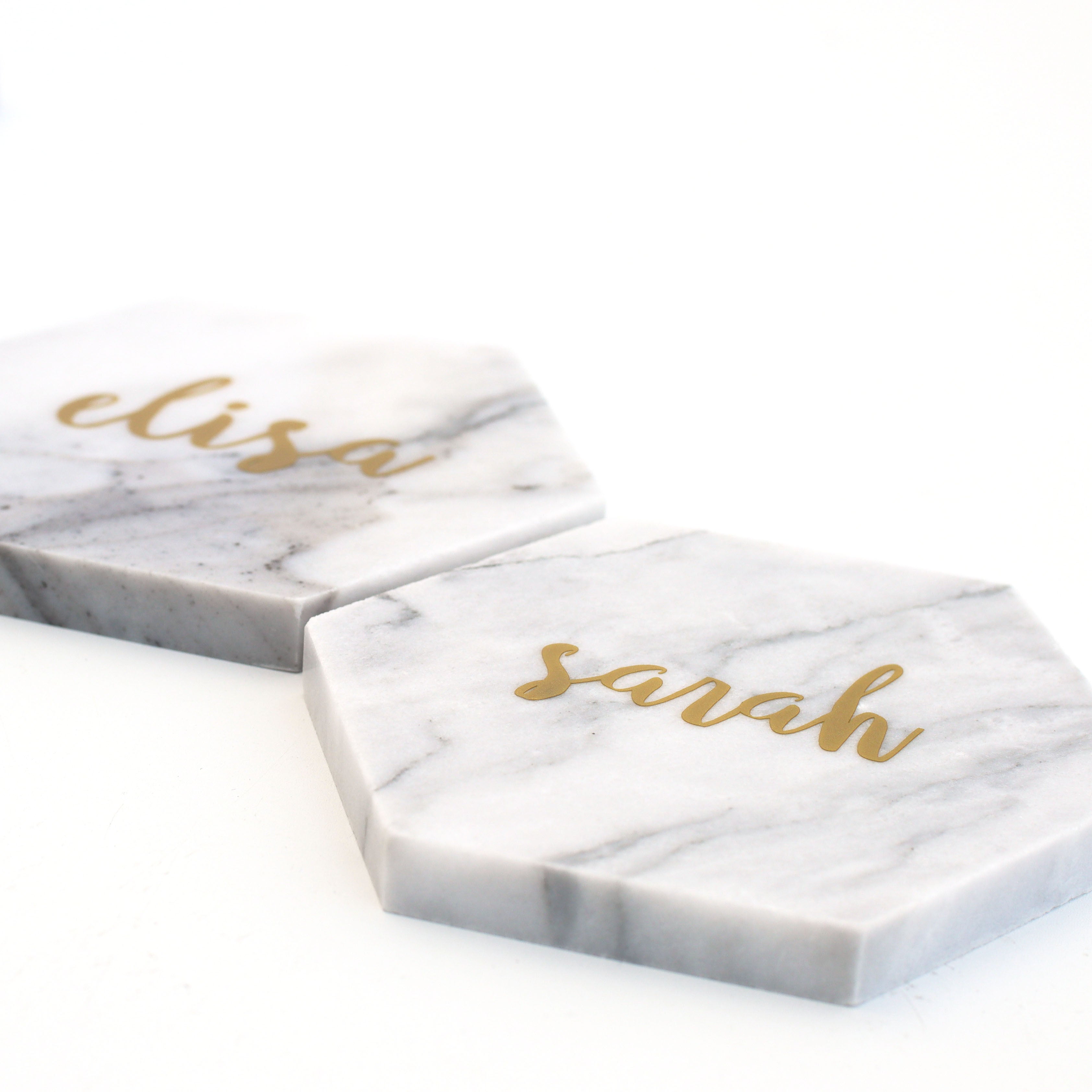 Personalised Hexagon Marble coasters