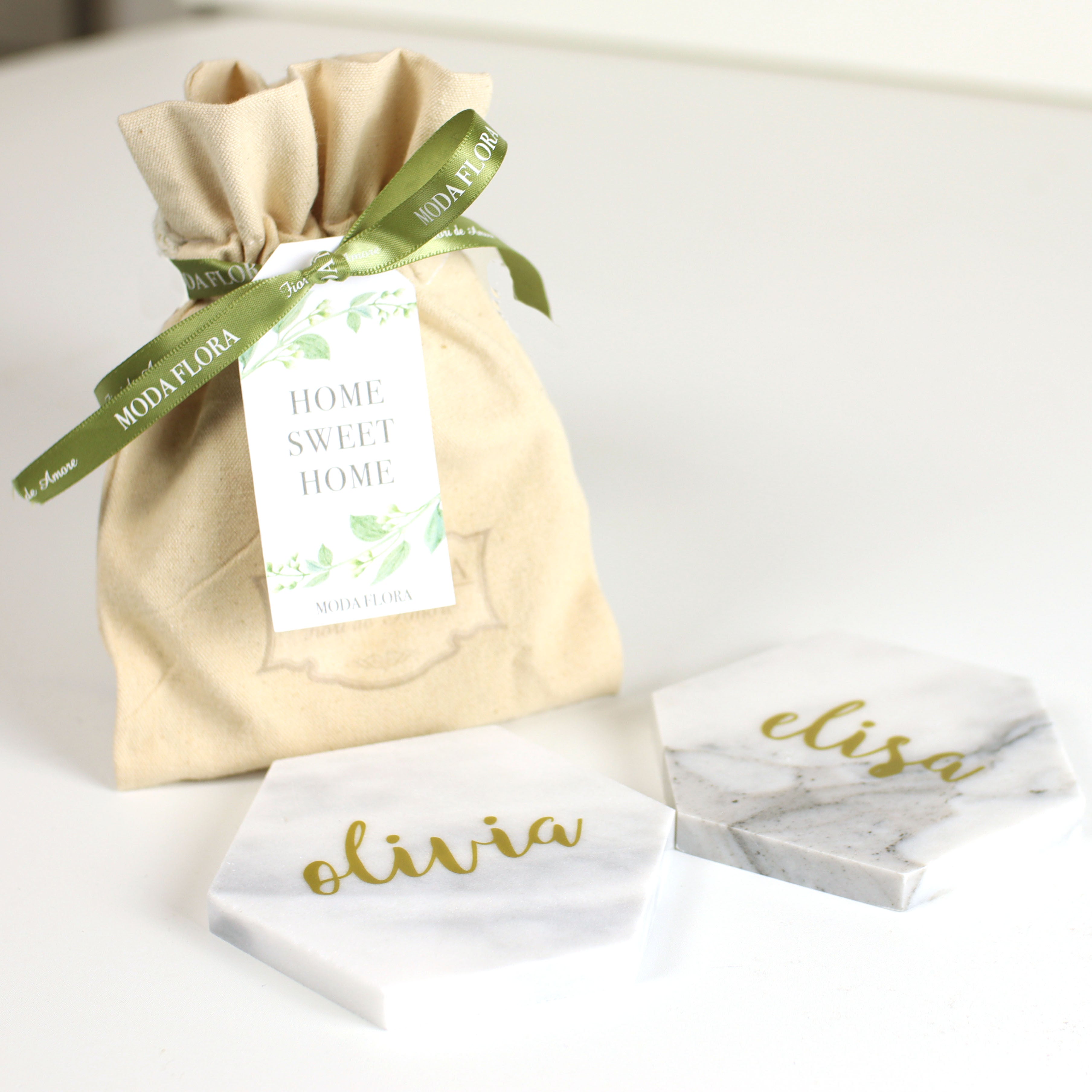 Personalised Hexagon Marble coasters