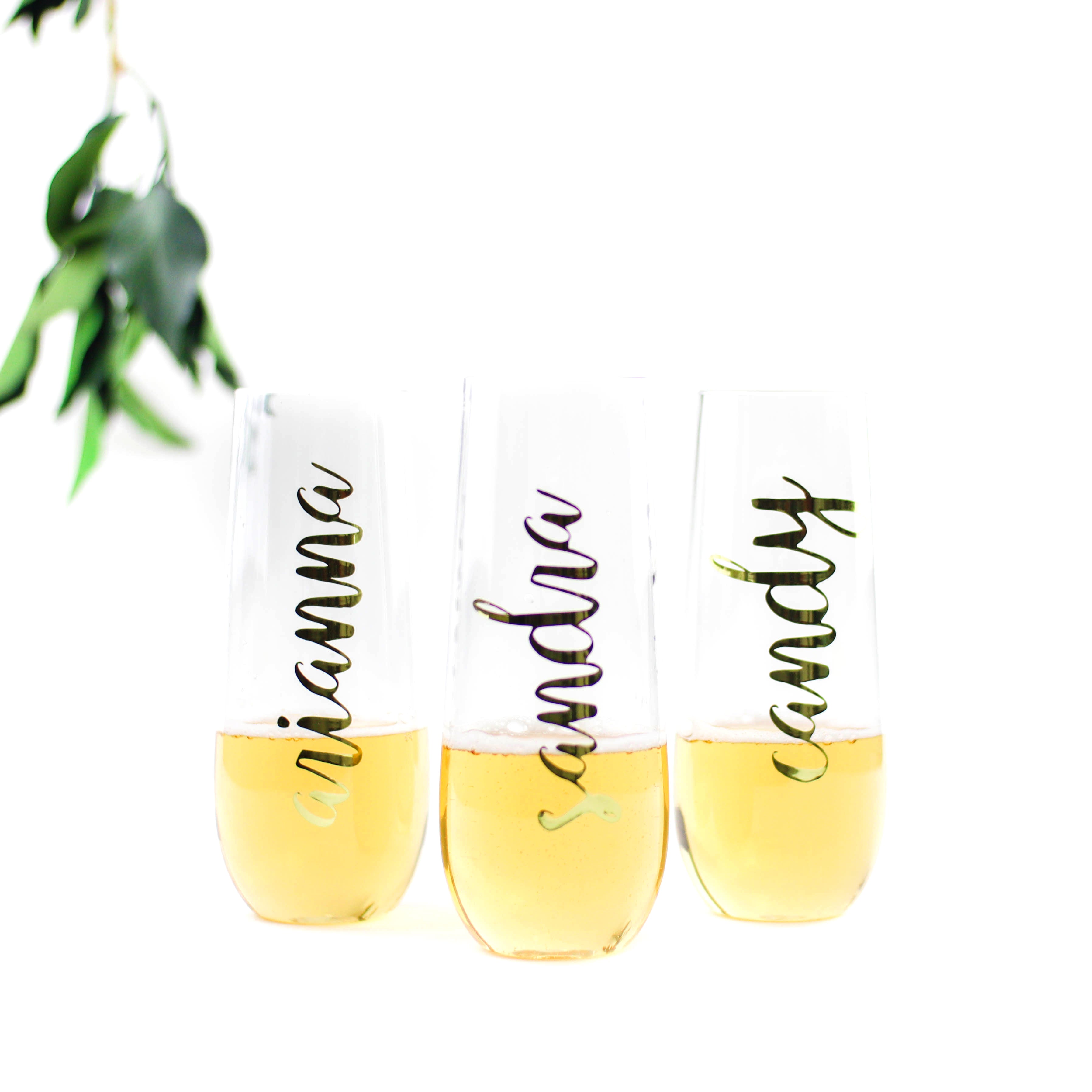 Personalised stemless champagne flutes