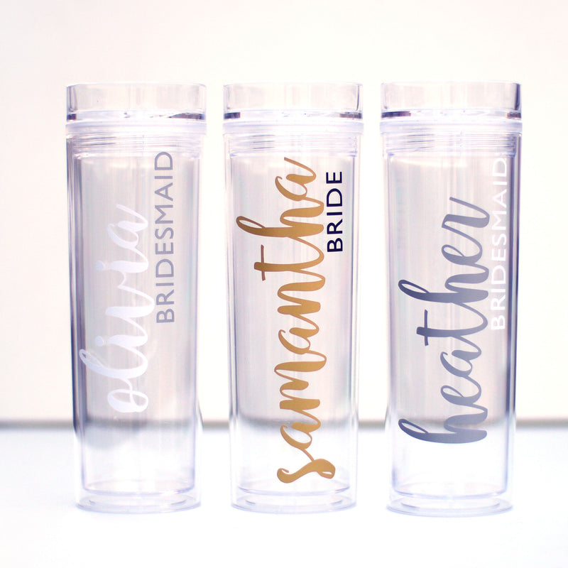 18 oz Acrylic Skinny Tumbler - Clear With Rose Gold, Clear With Gold